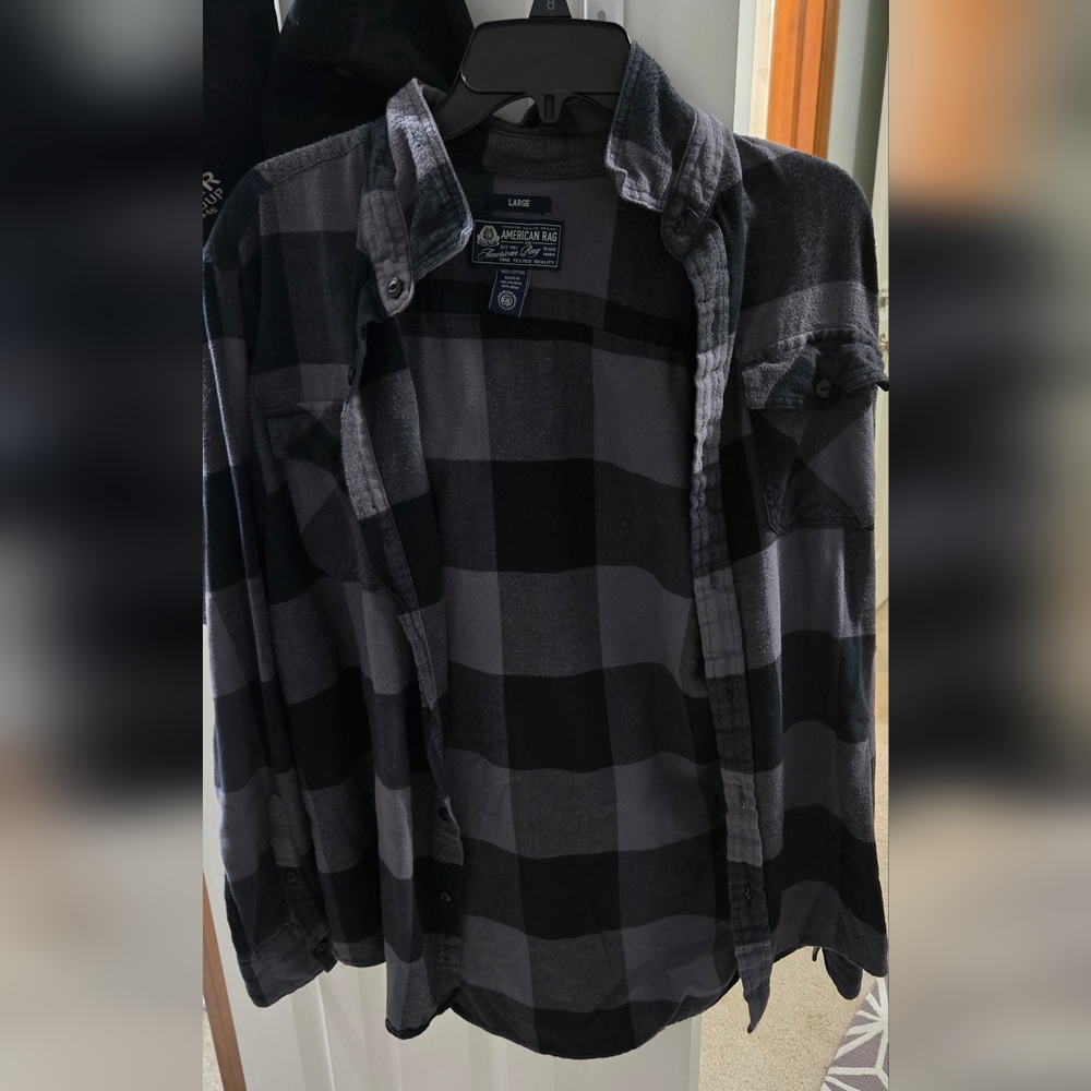 American Rag Men's Black Plaid Shirt